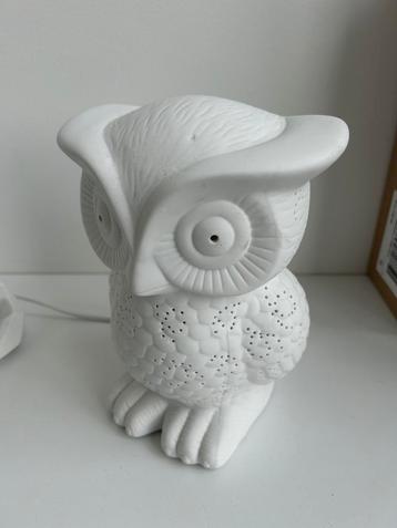 +++ lampe en porcelaine hibou +++ 🦉 💡, Moins de 50 cm, Comme neuf, Enlèvement, Autres matériaux