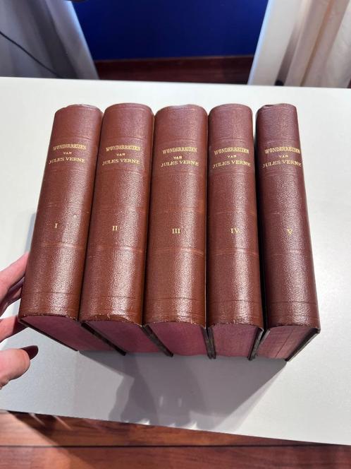 Antieke boeken Jules Verne  5 stuks, Antiek en Kunst, Antiek | Boeken en Manuscripten, Ophalen of Verzenden