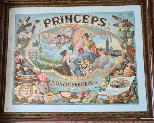 Nicoleto Princeps S.A. Anvers, publiciteit voor sigaren 1900, Verzamelen, Merken en Reclamevoorwerpen, Gebruikt, Reclamebord, Ophalen of Verzenden