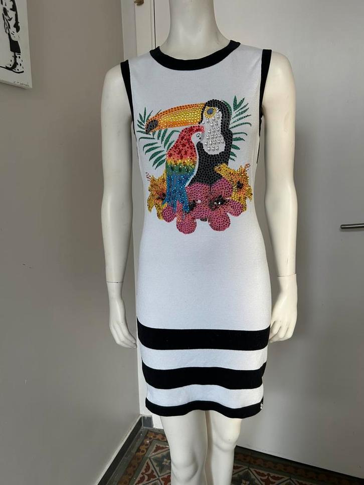 Philippe Plein jurk met patroon en strass, Kleding | Dames, Jurken, Gedragen, Maat 38/40 (M), Overige kleuren, Boven de knie, Ophalen of Verzenden
