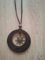 Mooie halsketting met bootrudder en zeeman, Handtassen en Accessoires, Kettingen, Ophalen of Verzenden, Nieuw, Bruin, Met hanger