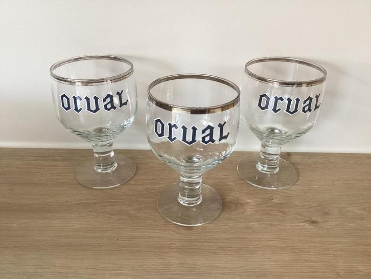 Orval bierglas oud 3 bierglazen, Verzamelen, Biermerken, Glas of Glazen, Ophalen of Verzenden