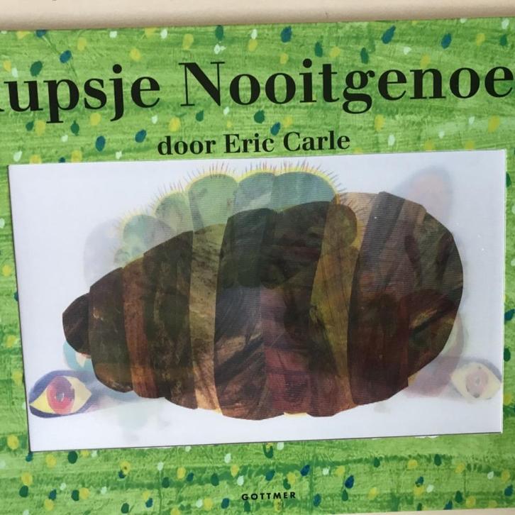 boek: Rupsje Nooitgenoeg/Eric Carle (met hologramkaft), Boeken, Kinderboeken | Kleuters, Gelezen, Fictie algemeen, Voorleesboek