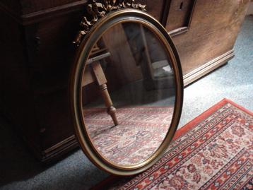  antieke ovale spiegel - houten frame