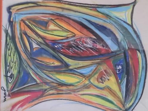 Pasteltekening van Jorn Asger Nordic COBRA Picasso #Dali #o, Antiek en Kunst, Kunst | Beelden en Houtsnijwerken, Ophalen of Verzenden