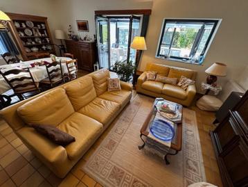 Set van 2 hoogwaardige banken van echt leer beschikbaar voor biedingen