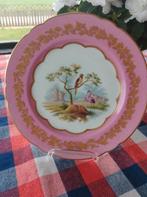 Antiek Frans porseleinen bord, handbeschilderd,gouden rand, Antiek en Kunst, Ophalen of Verzenden