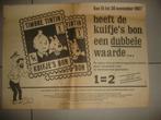 kuifje's Bon  krantenknipsels 1967 Nieuwsblad Hergé, Overige typen, Gebruikt, Verzenden, Kuifje