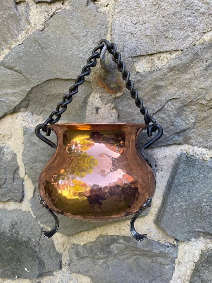 Oude gehamerde koperen ketel, Antiek en Kunst, Antiek | Brons en Koper, Koper, Ophalen of Verzenden