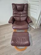 Fauteuil Cuir confortable avec repose pieds et relax manuel, Ophalen of Verzenden, Zo goed als nieuw, Hout