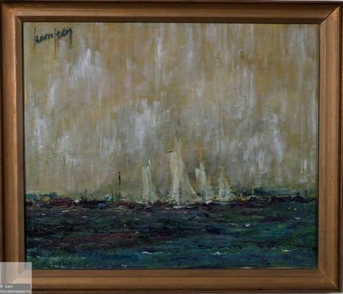 Schilderij boten - Renée Kempen (Stephanie Dumont) 1914-2002, Antiquités & Art, Art | Peinture | Classique, Enlèvement ou Envoi