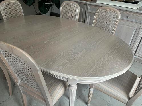 Eiken tafel met 6 stoelen, Huis en Inrichting, Tafels | Eettafels, Gebruikt, Vijf personen of meer, Ovaal, Eikenhout, Ophalen