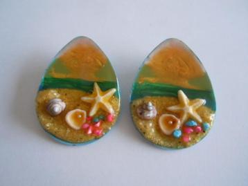 Vintage oorbellen strand, schelpen, maritiem decor beschikbaar voor biedingen