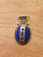 Pendentif en argent et agate bleue, Handtassen en Accessoires, Antieke sieraden, Ophalen, Zilver, Hanger, Met edelsteen