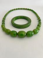 Groen Bakeliet - Catalin Ketting en Armband, Verzenden, Groen