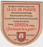 BIERKAART    POUSSET  SPATEN, Verzamelen, Biermerken, Viltje(s), Overige merken, Zo goed als nieuw, Verzenden