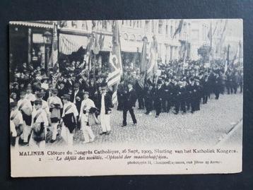 Postkaart Mechelen 1909 Sluiting Katholiek Kongres 1 beschikbaar voor biedingen