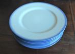 6 assiettes à dessert blanches à bord bleu - Tulowice, Ophalen, Gebruikt, Bord(en)