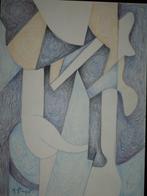 André PIERRET 1929-1992 abstracte compositie gekleurd krijt, Ophalen of Verzenden