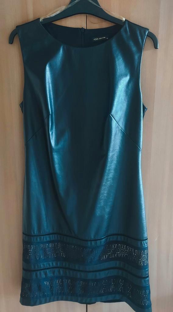 Jurk met kunstleder accent zwart maat 42, Kleding | Dames, Jurken, Zo goed als nieuw, Maat 42/44 (L), Zwart, Ophalen
