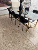 Marmer tafel met stoelen en zitbank met salontafel, Huis en Inrichting, Tafels | Eettafels, Ophalen, Glas