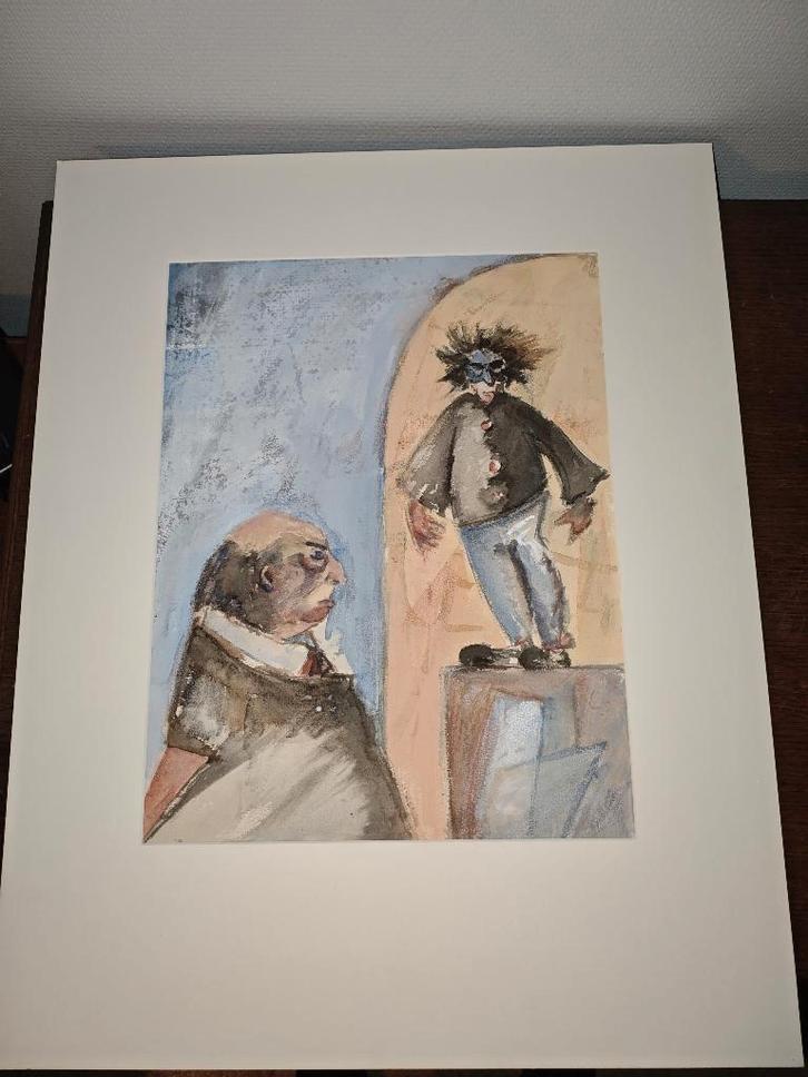 Expressief Modern Schilderij - 'De Waarnemer en de Nar', Antiek en Kunst, Kunst | Schilderijen | Modern, Ophalen