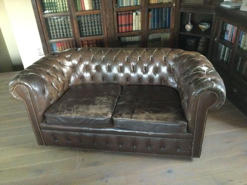 Twee originele Chesterfield zetels, Huis en Inrichting, Zetels | Zetels, Gebruikt, Rechte bank, Overige maten, 150 tot 200 cm