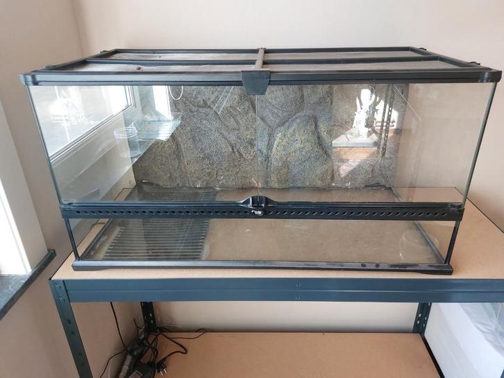 Exo Terra terrarium 90x45x45+ warmtemat+ temperatuurregelaar, Dieren en Toebehoren, Reptielen en Amfibieën | Toebehoren, Zo goed als nieuw