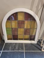 2 vintage halfronde glasramen, glasraam, glas in lood, Doe-het-zelf en Bouw, Glas en Ramen, Ophalen, Gebruikt, Glas in lood