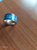 bague vintage avec motif floral en émail bleu, Bijoux, Sacs & Beauté, Bagues, Enlèvement ou Envoi, 18 à 19, Comme neuf, Bleu
