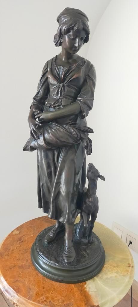 Retour des champs van Pierre Louis Detrier., Antiek en Kunst, Antiek | Brons en Koper, Ophalen