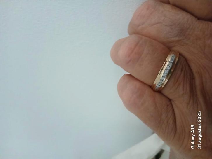 gouden herenring met 12 diamantjes, Handtassen en Accessoires, Ringen, Nieuw, Ophalen