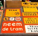 Unieke set emaille borden Haagsche Tramweg-Maatschappij/HTM., Ophalen of Verzenden, Gebruikt, Reclamebord