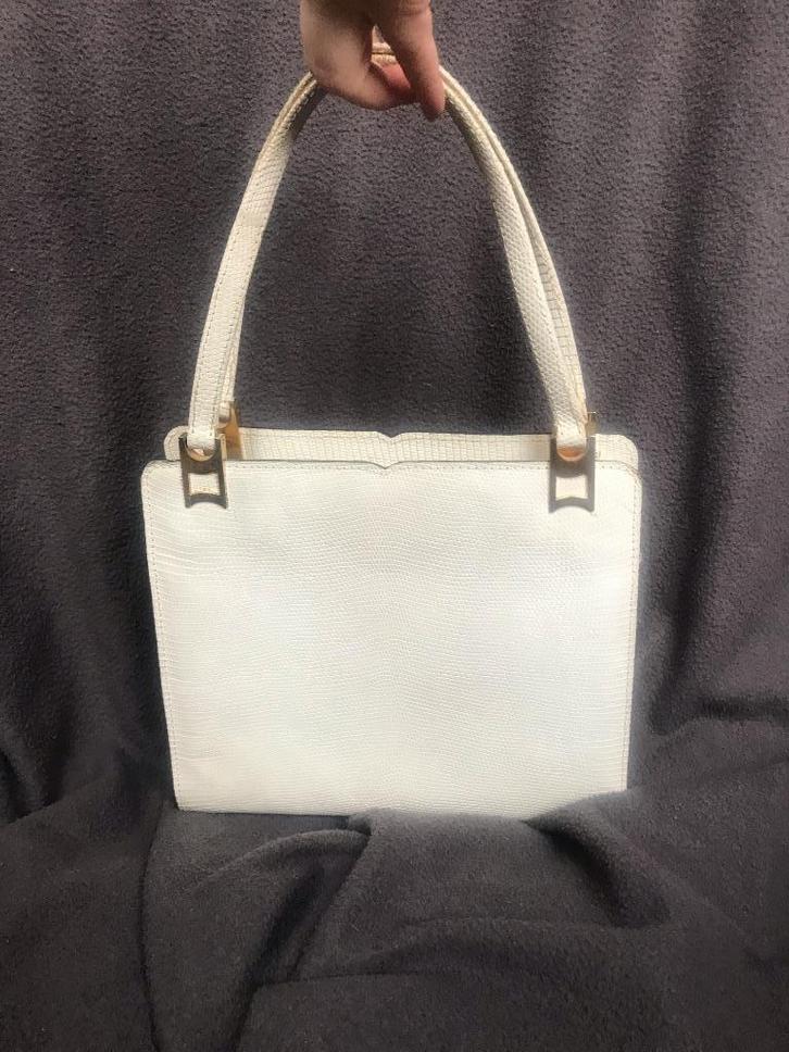 Vintage Kenig handtas, Handtassen en Accessoires, Tassen | Damestassen, Gebruikt, Handtas, Wit, Ophalen of Verzenden