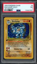 Machamp Holo 1st Edition PSA 7 - 8/102 - Base Set 1999, Hobby en Vrije tijd, Ophalen of Verzenden, Zo goed als nieuw, Losse kaart