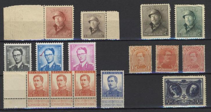 BELGIE DYNASTIE RESTLOT MNH/MH/H, Postzegels en Munten, Postzegels | Europa | België, Koninklijk huis, Met plakker, Verzenden