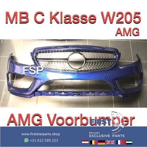 W205 AMG Voorbumper + Diamond gril Mercedes C Klasse 2018 43, Auto-onderdelen, Carrosserie, Bumper, Mercedes-Benz, Voor, Gebruikt
