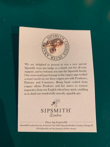 Pins Sipsmith London nieuw beschikbaar voor biedingen