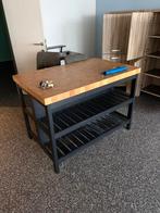 IKEA VADHOLMA keukeneiland / bartafel + 2 grijze krukken, Huis en Inrichting, Tafels | Eettafels, Ophalen, Gebruikt, 50 tot 100 cm