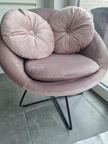 Roze fluweelachtige stoel/sofa eenpersoon