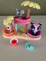 Littlest pet shop 3 dieren strand palmbomen + accessoires, Verzamelen, Ophalen of Verzenden