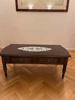 Salontafel in mahonie hout – klassieke stijl met 2 lades, Antiek en Kunst, Ophalen