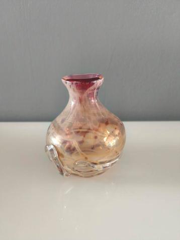 Louis Leloup ,Petit vase en cristal soufflé,brun rose, Antiquités & Art, Enlèvement ou Envoi