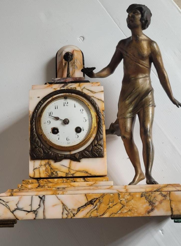 Pendule | Art deco-haardset | Marmeren inlegwerk haardset, Antiek en Kunst, Antiek | Klokken, Ophalen