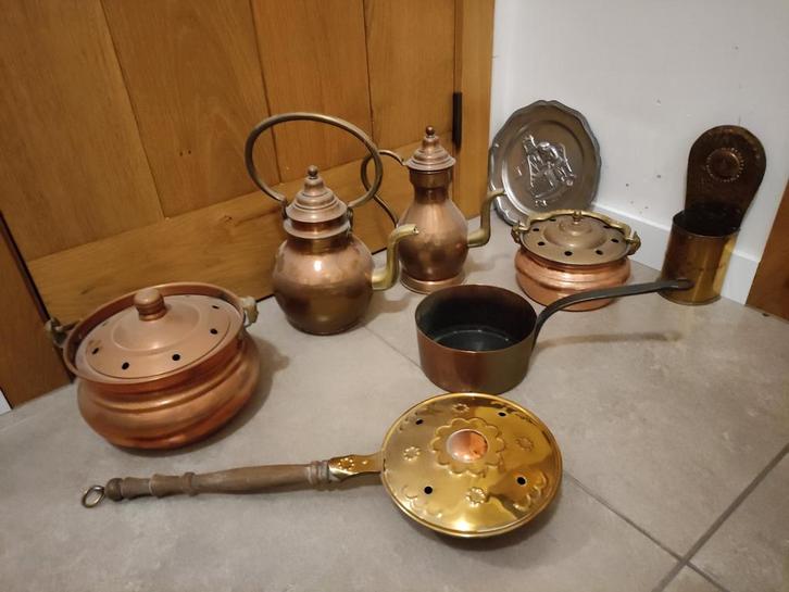 Lot 7x koper, Antiek en Kunst, Antiek | Brons en Koper, Koper, Ophalen