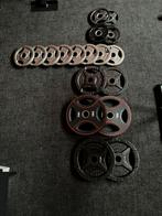 Halterschijven set – 127,5 kg – goede staat, Sport en Fitness, Fitnessmaterialen, Ophalen, Zo goed als nieuw, Halterschijven