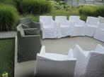 12 tuinstoelen met hoes, Tuin en Terras, Ophalen, Gebruikt, Plastic, Stapelbaar