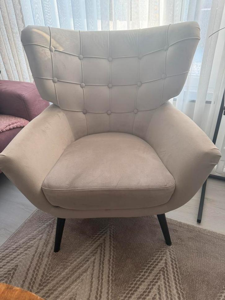 2 stuks Luxe beige fauteuil – als nieuw, direct beschikbaar, Huis en Inrichting, Fauteuils, Zo goed als nieuw, Ophalen