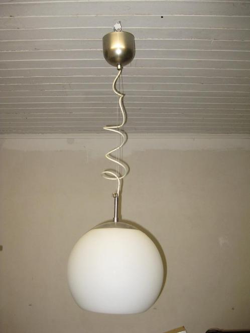 RETRO - Luchter Witte OPALINE D= 30 cm - 1 LED lamp - Duitsl, Antiek en Kunst, Antiek | Glaswerk en Kristal, Ophalen of Verzenden