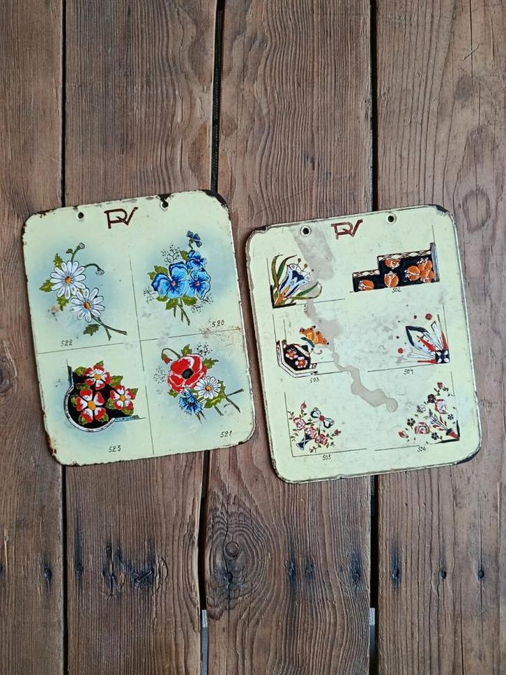 Set bordjes / staalkaarten kachels, Collections, Marques & Objets publicitaires, Utilisé, Ustensile, Enlèvement ou Envoi